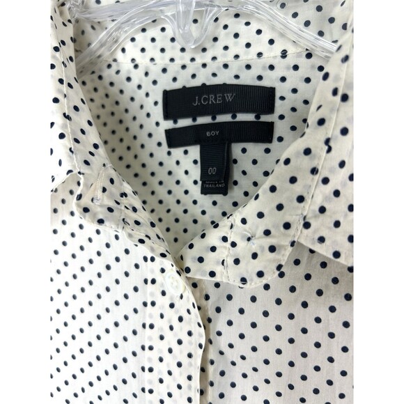 J Crew Top Women's 00 Button Up Boy Shirt Polka Dot Long Sleeve Blouse - Picture 8 of 10